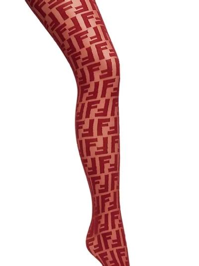 fendi logo embroidered tights
